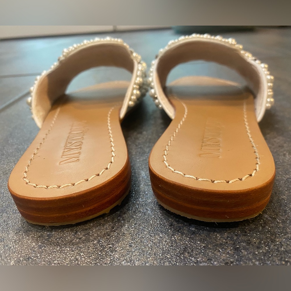 Mystique boutique Pearl and Diamond Embellishment slide on sandals, bridal shoes - Picture 5 of 7